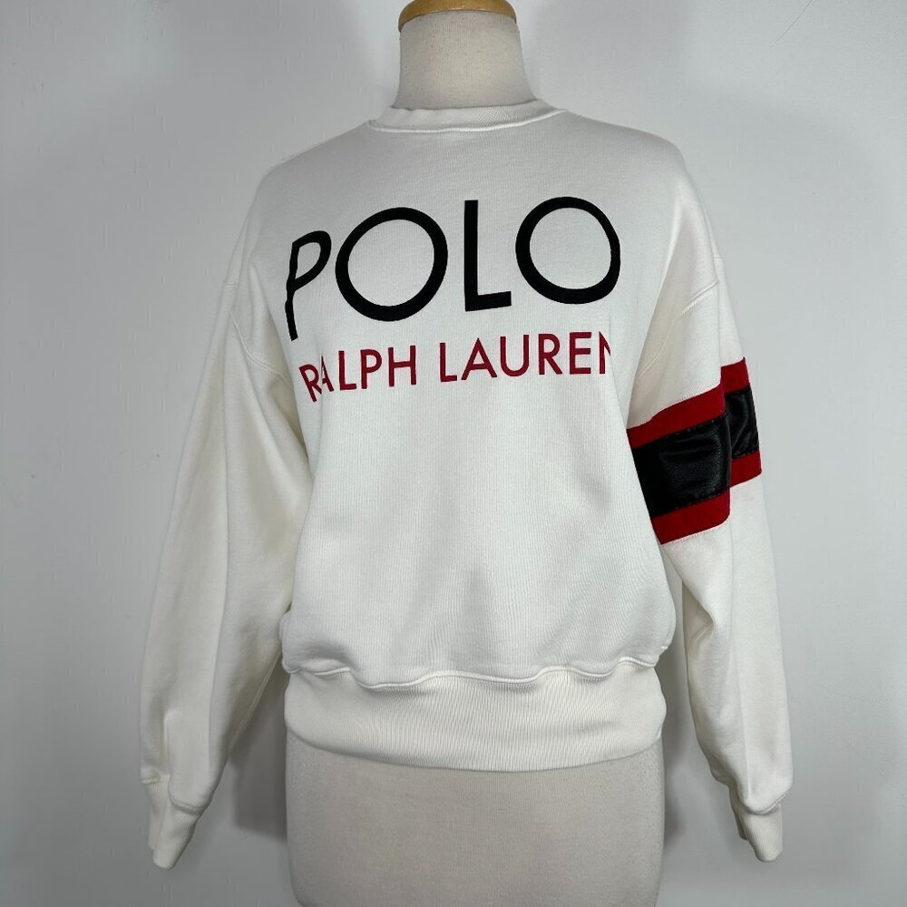 Polo Ralph Lauren White Crewneck Sweatshirt Size XS Spell Out Logo